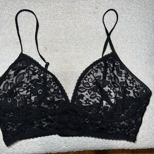 INC International Concepts Black Lace Floral Bralette